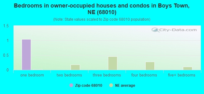 Bedrooms in owner-occupied houses and condos in Boys Town, NE (68010) 