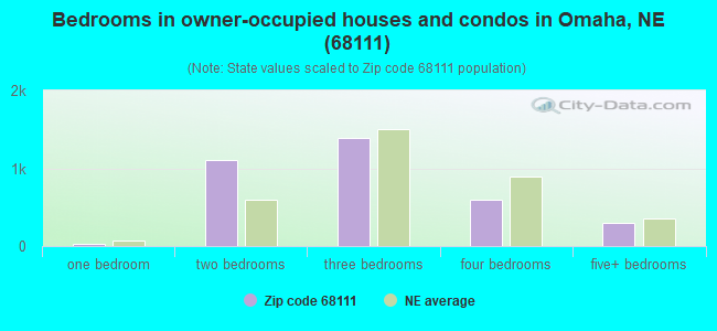 Bedrooms in owner-occupied houses and condos in Omaha, NE (68111) 