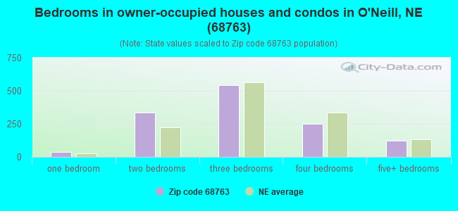 Bedrooms in owner-occupied houses and condos in O'Neill, NE (68763) 