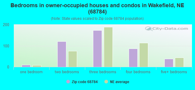 Bedrooms in owner-occupied houses and condos in Wakefield, NE (68784) 