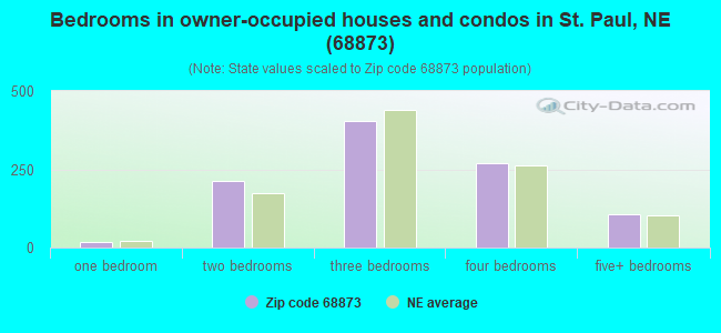 Bedrooms in owner-occupied houses and condos in St. Paul, NE (68873) 