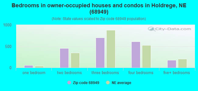 Bedrooms in owner-occupied houses and condos in Holdrege, NE (68949) 