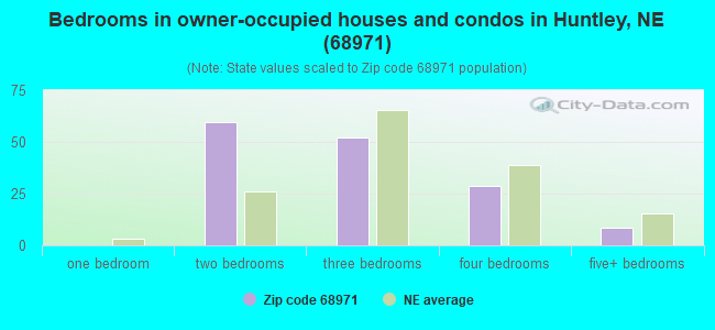 Bedrooms in owner-occupied houses and condos in Huntley, NE (68971) 