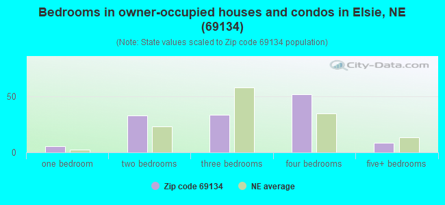 Bedrooms in owner-occupied houses and condos in Elsie, NE (69134) 