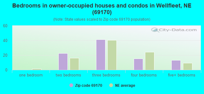 Bedrooms in owner-occupied houses and condos in Wellfleet, NE (69170) 