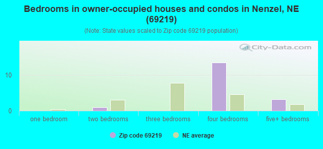 Bedrooms in owner-occupied houses and condos in Nenzel, NE (69219) 