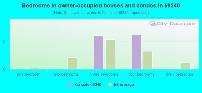 Bedrooms in owner-occupied houses and condos in 69340 