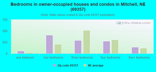 Bedrooms in owner-occupied houses and condos in Mitchell, NE (69357) 