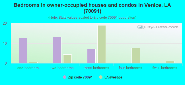 Bedrooms in owner-occupied houses and condos in Venice, LA (70091) 