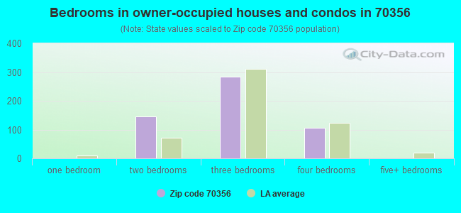Bedrooms in owner-occupied houses and condos in 70356 