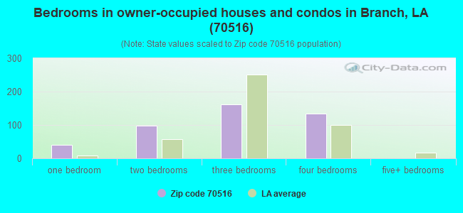 Bedrooms in owner-occupied houses and condos in Branch, LA (70516) 