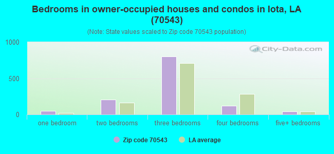 Bedrooms in owner-occupied houses and condos in Iota, LA (70543) 