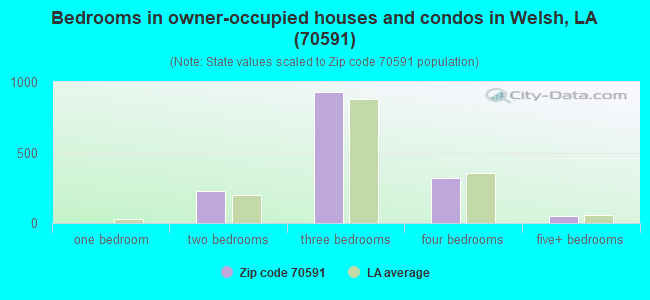 Bedrooms in owner-occupied houses and condos in Welsh, LA (70591) 
