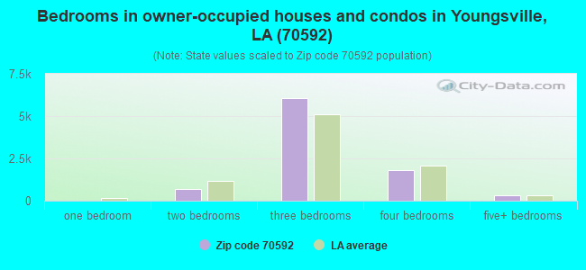 Bedrooms in owner-occupied houses and condos in Youngsville, LA (70592) 