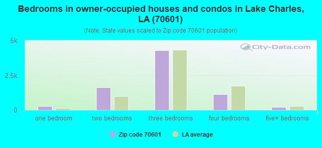 Bedrooms in owner-occupied houses and condos in Lake Charles, LA (70601) 