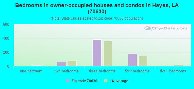 Bedrooms in owner-occupied houses and condos in Hayes, LA (70630) 