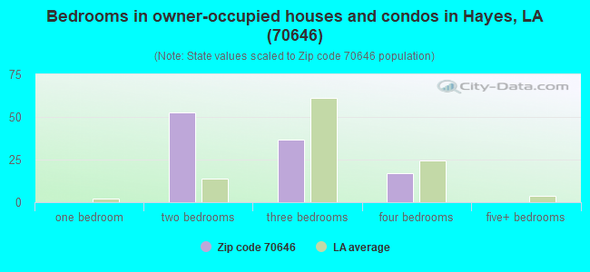 Bedrooms in owner-occupied houses and condos in Hayes, LA (70646) 