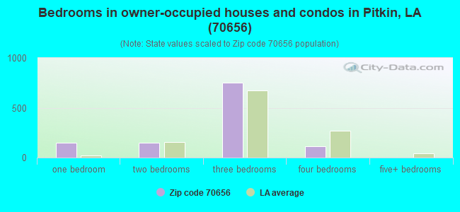 Bedrooms in owner-occupied houses and condos in Pitkin, LA (70656) 