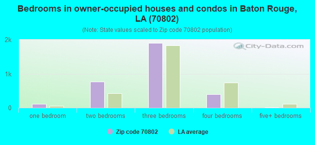 Bedrooms in owner-occupied houses and condos in Baton Rouge, LA (70802) 