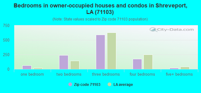 Bedrooms in owner-occupied houses and condos in Shreveport, LA (71103) 