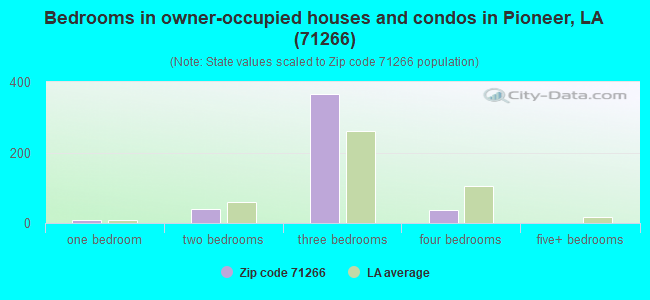 Bedrooms in owner-occupied houses and condos in Pioneer, LA (71266) 
