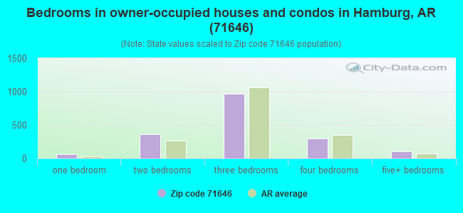 Bedrooms in owner-occupied houses and condos in Hamburg, AR (71646) 
