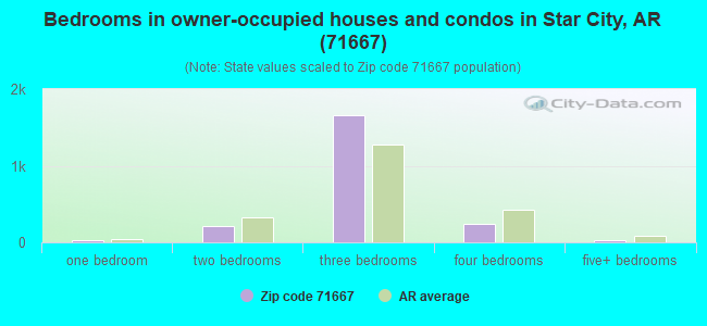 Bedrooms in owner-occupied houses and condos in Star City, AR (71667) 