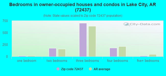 Bedrooms in owner-occupied houses and condos in Lake City, AR (72437) 