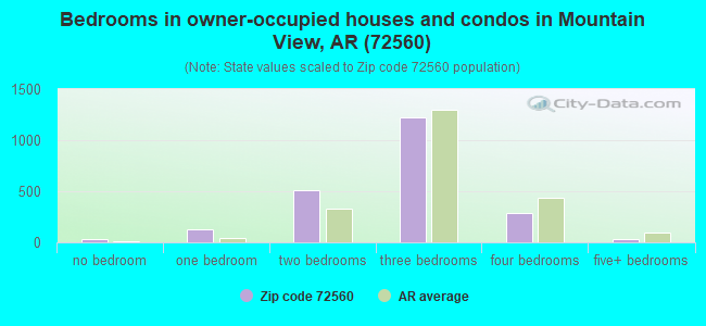 Bedrooms in owner-occupied houses and condos in Mountain View, AR (72560) 
