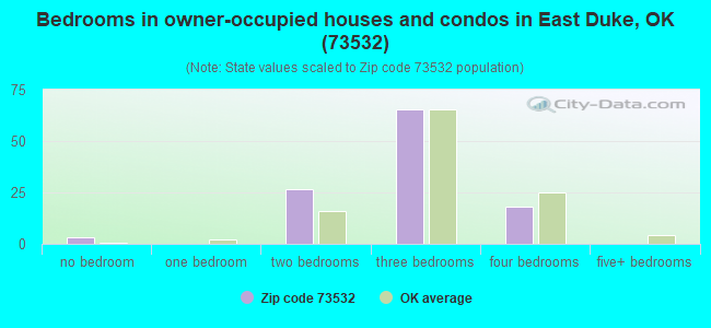 Bedrooms in owner-occupied houses and condos in East Duke, OK (73532) 