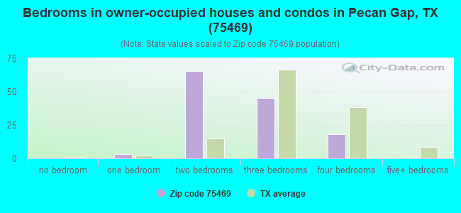 Bedrooms in owner-occupied houses and condos in Pecan Gap, TX (75469) 