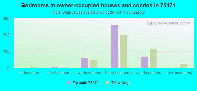 Bedrooms in owner-occupied houses and condos in 75471 