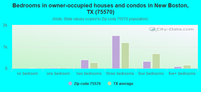 Bedrooms in owner-occupied houses and condos in New Boston, TX (75570) 