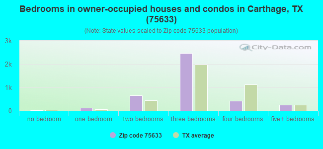 Bedrooms in owner-occupied houses and condos in Carthage, TX (75633) 