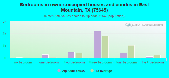 Bedrooms in owner-occupied houses and condos in East Mountain, TX (75645) 