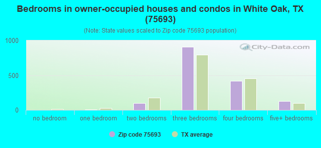Bedrooms in owner-occupied houses and condos in White Oak, TX (75693) 
