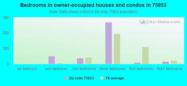 Bedrooms in owner-occupied houses and condos in 75853 