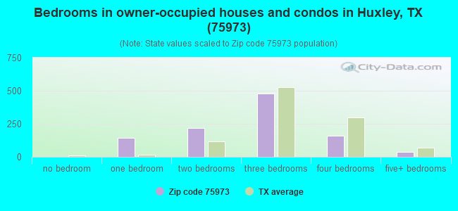 Bedrooms in owner-occupied houses and condos in Huxley, TX (75973) 