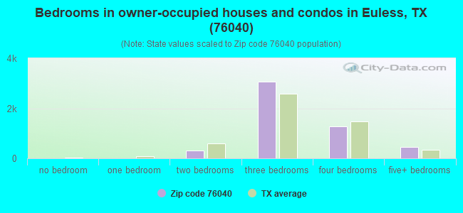 Bedrooms in owner-occupied houses and condos in Euless, TX (76040) 