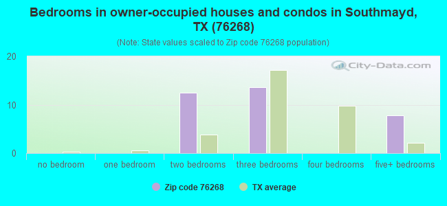 Bedrooms in owner-occupied houses and condos in Southmayd, TX (76268) 