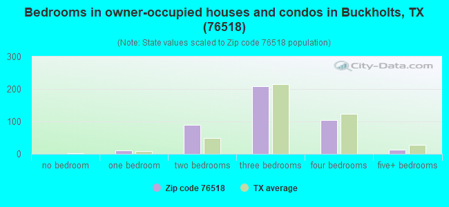 Bedrooms in owner-occupied houses and condos in Buckholts, TX (76518) 