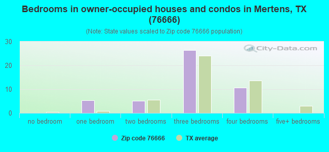 Bedrooms in owner-occupied houses and condos in Mertens, TX (76666) 