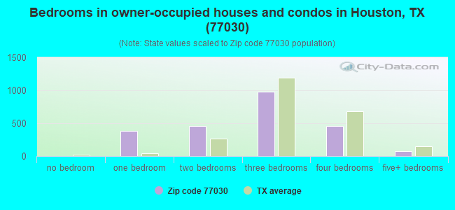 Bedrooms in owner-occupied houses and condos in Houston, TX (77030) 