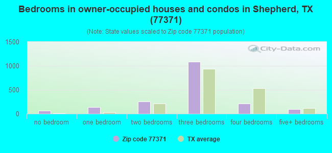 Bedrooms in owner-occupied houses and condos in Shepherd, TX (77371) 