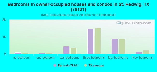 Bedrooms in owner-occupied houses and condos in St. Hedwig, TX (78101) 
