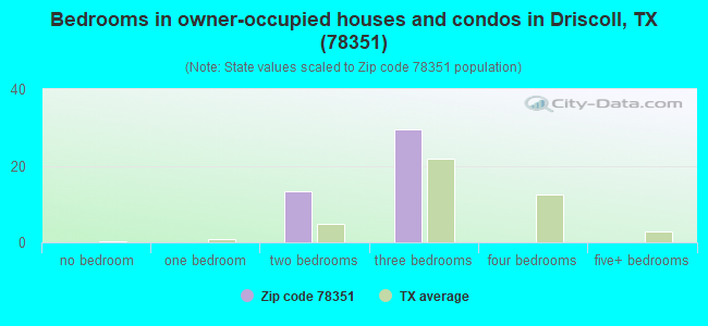 Bedrooms in owner-occupied houses and condos in Driscoll, TX (78351) 