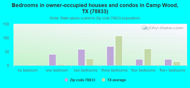 Bedrooms in owner-occupied houses and condos in Camp Wood, TX (78833) 