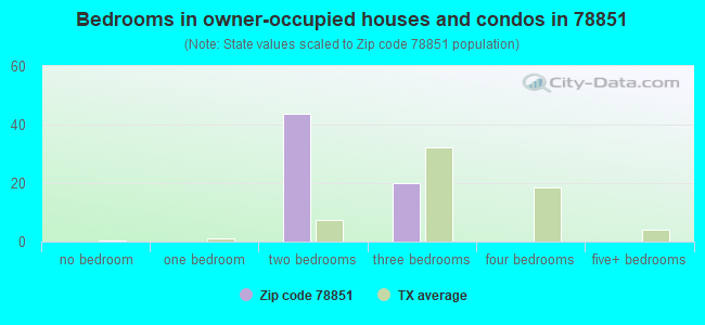Bedrooms in owner-occupied houses and condos in 78851 