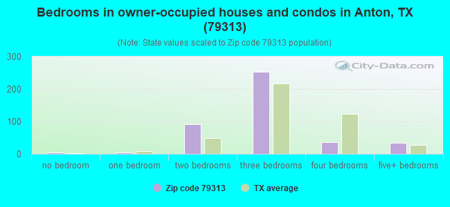 Bedrooms in owner-occupied houses and condos in Anton, TX (79313) 
