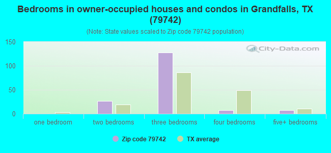 Bedrooms in owner-occupied houses and condos in Grandfalls, TX (79742) 